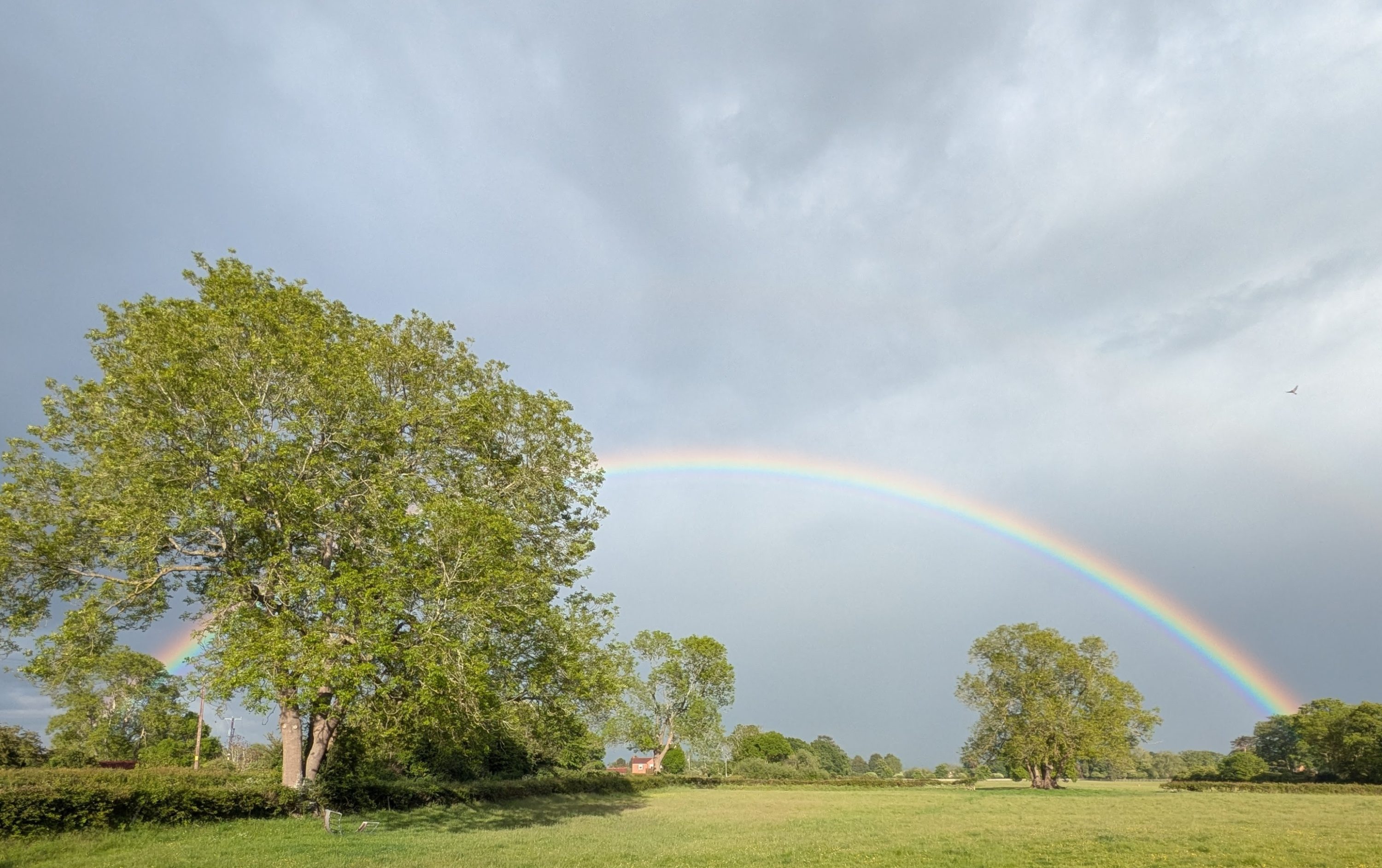 A rainbow over fields by Gilberts End.